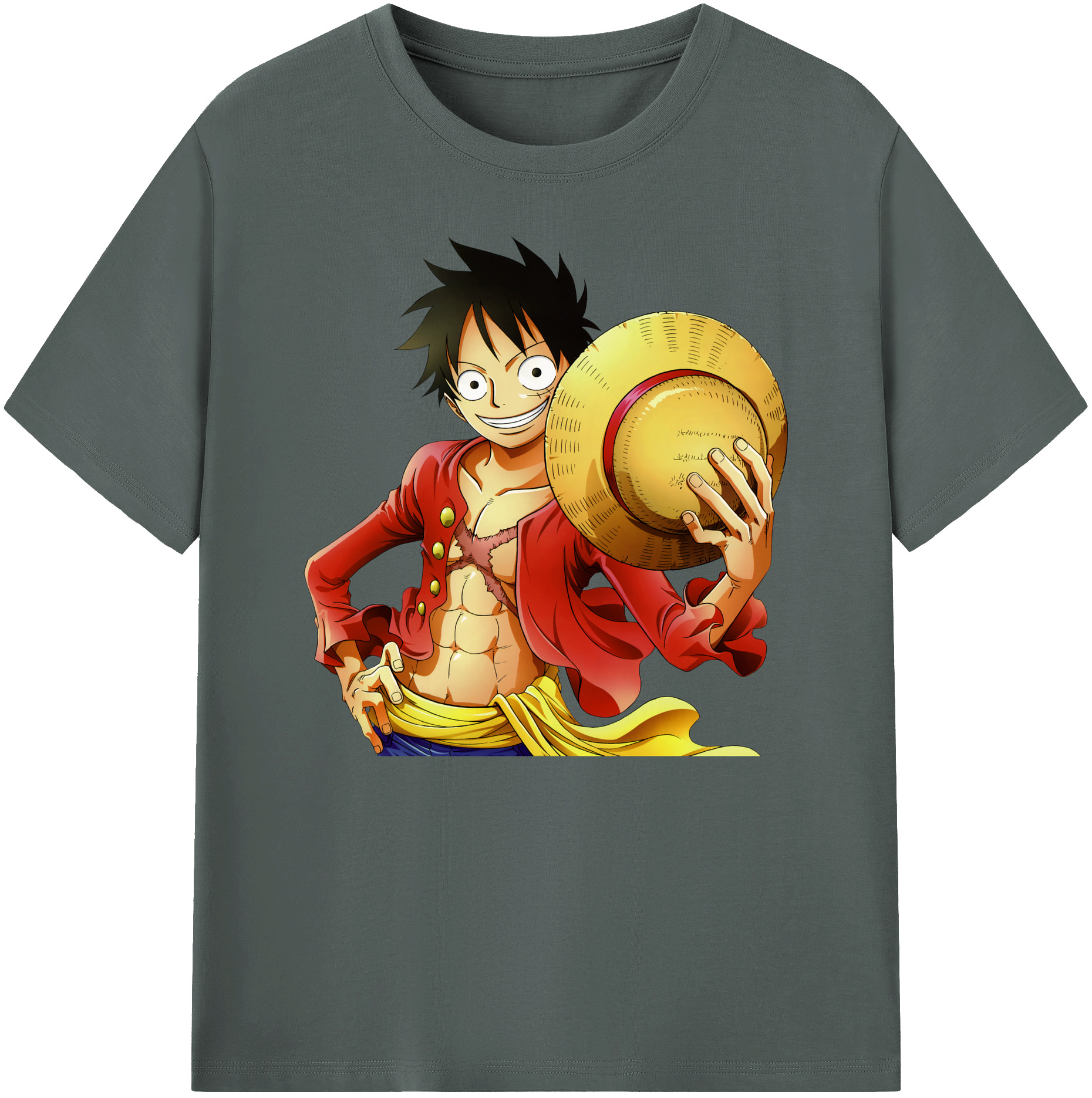 ワンピース モンキー・D・ルフィ ONE PIECE Monkey D. Luffy 綿100％ メンズ半袖Tシャツ｜肌触りやわらか＆通気性